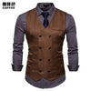 2025 Men's Formal Dress Vest Top Double Breasted Casual Tank Tops Solid Slim V-Neck Club Party Suits Vest Formal Waistcoat Men