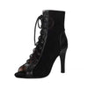 Lace-Up Sandals Heels 9CM Women's Shoes Summer 2024 Trend Black Sexy Peep Toe Boots Fashion Cloth Stilettos Jazz Dance Female